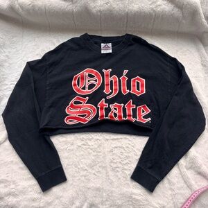 Ohio State Buckeyes Long Sleeve Crop Top Large Black Gothic Font Streetwear